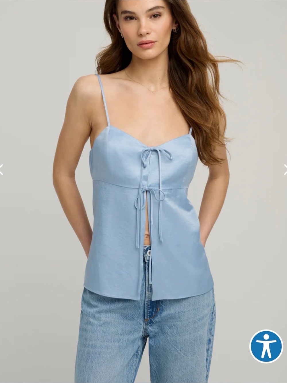 Favorite Daughter Satin Tie-Front Cami Top
